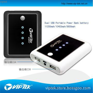 viptek 10400mah dual usb mobile phone power bank charger